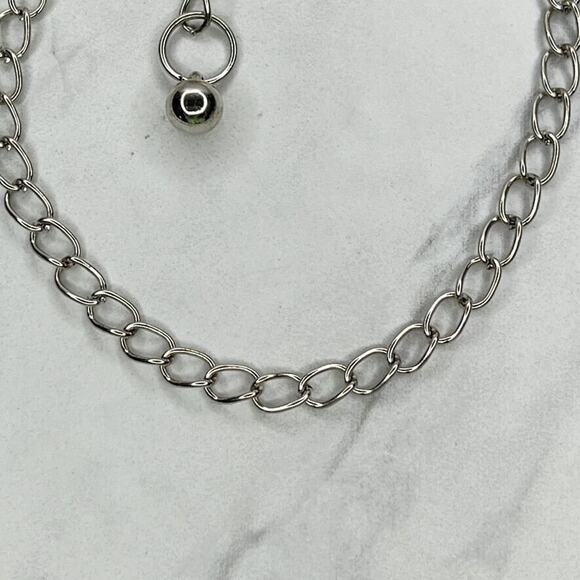 Silver Tone Rhinestone Chain Link Belt OS One Size - Picture 10 of 11